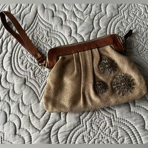 Vintage fossil wristlet with beaded detail